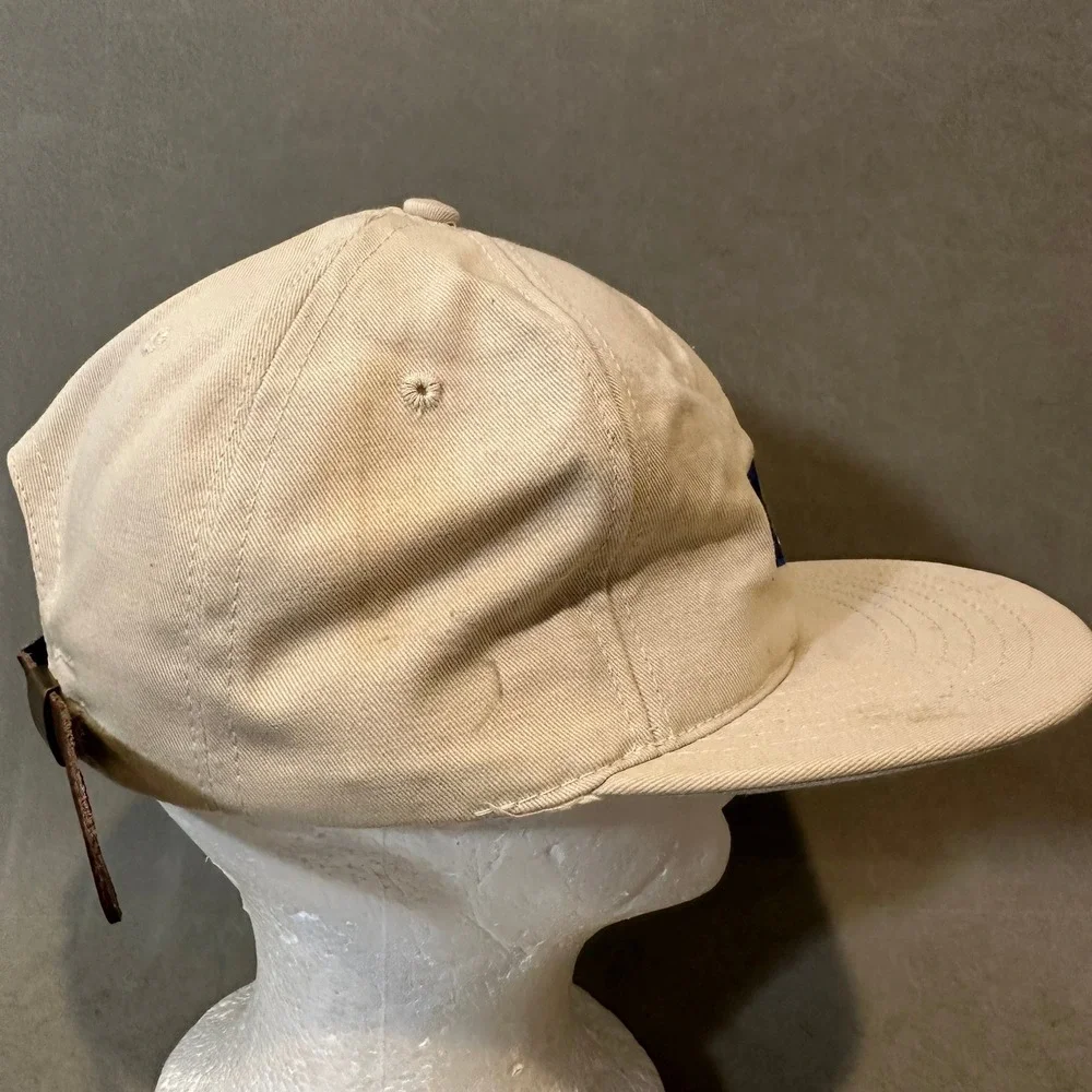 Vintage Cap America Buckeye Hat Tan Cotton Strapback Dad Cap‎ Leather Strap